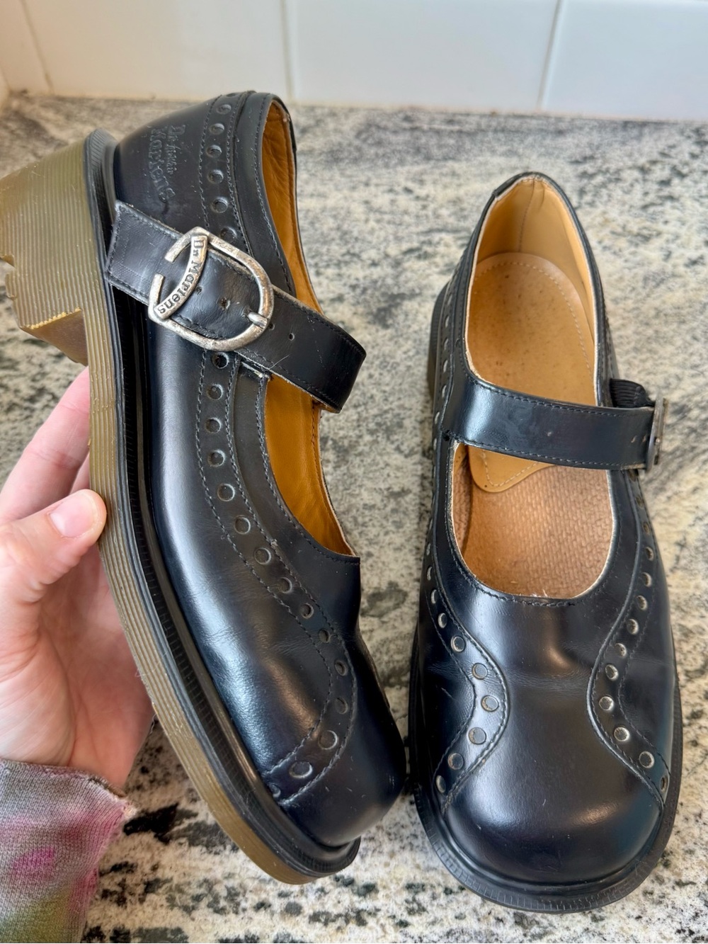 vintage 90’s Dr. Martens Made in England 8307 Black Leather Mary Janes. UK 6.